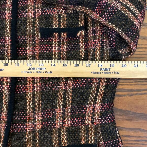 VINTAGE Womens Size 12 Plaid Tweed Blazer Top Fringe Tartan Fundamental Things - Picture 8 of 12